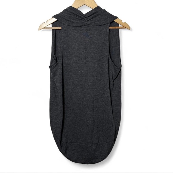 Red Pedal Sleeveless Drape Cardigan Vest Charcoal Gray Layering Top Size M - Picture 2 of 3
